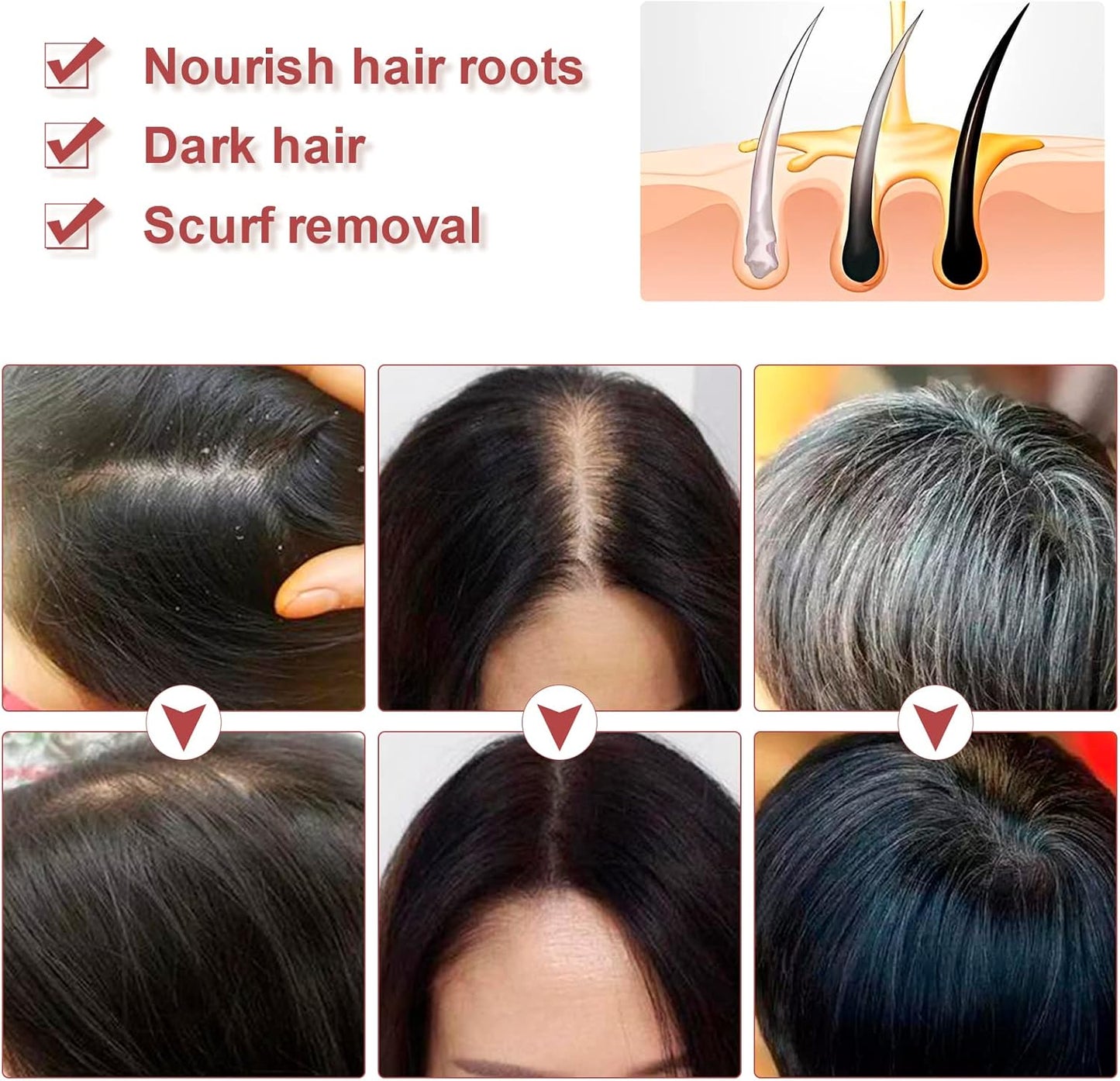 Shampoing de Couverture des Cheveux Gris